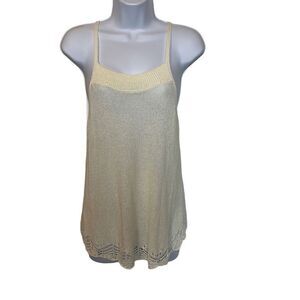 Rubbish EUC Cream Lightweight Knit Racerback Crochet Hem Tank Sz XS